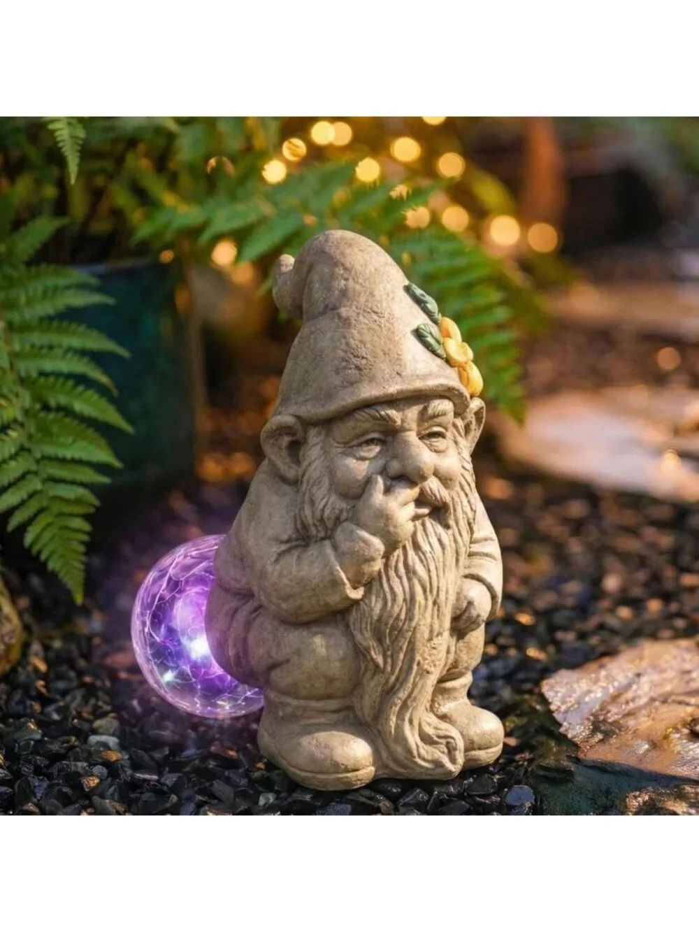 Quirky Solar-Powered Garden Gnome Statue for Yard, Patio & Lawn - Unique Gift